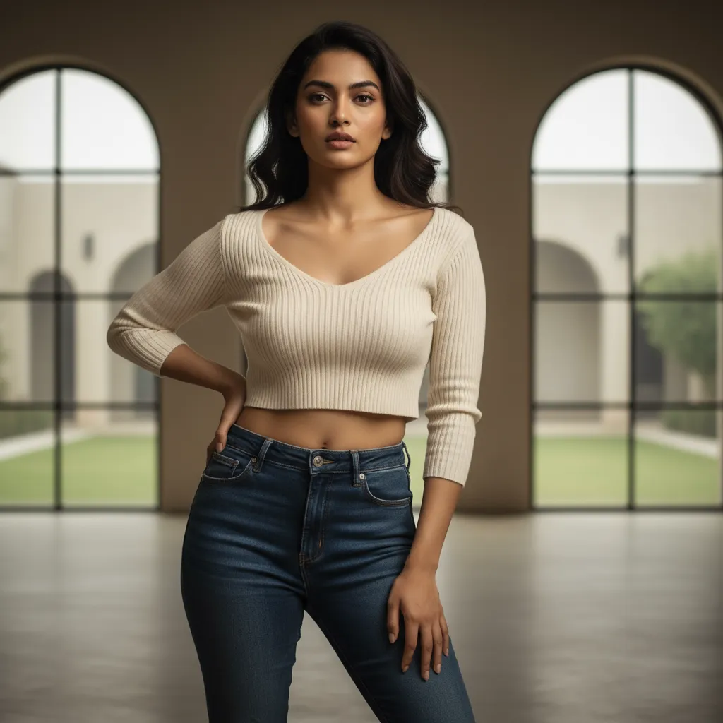Services 1 Modern Indian girl in western wear, seductive pose highlighting choices in escort service in Coimbatore, emphasizing quality and privacy with trusted companions.